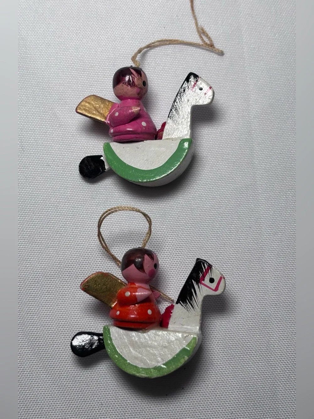 Vintage Hand Painted Wooden Angel Ornaments